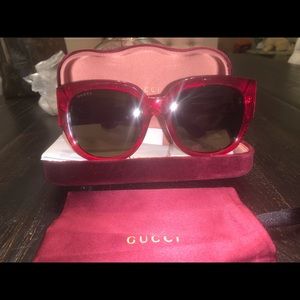 GUCCI SG Red Glitter 55mm Sunglasses NIB